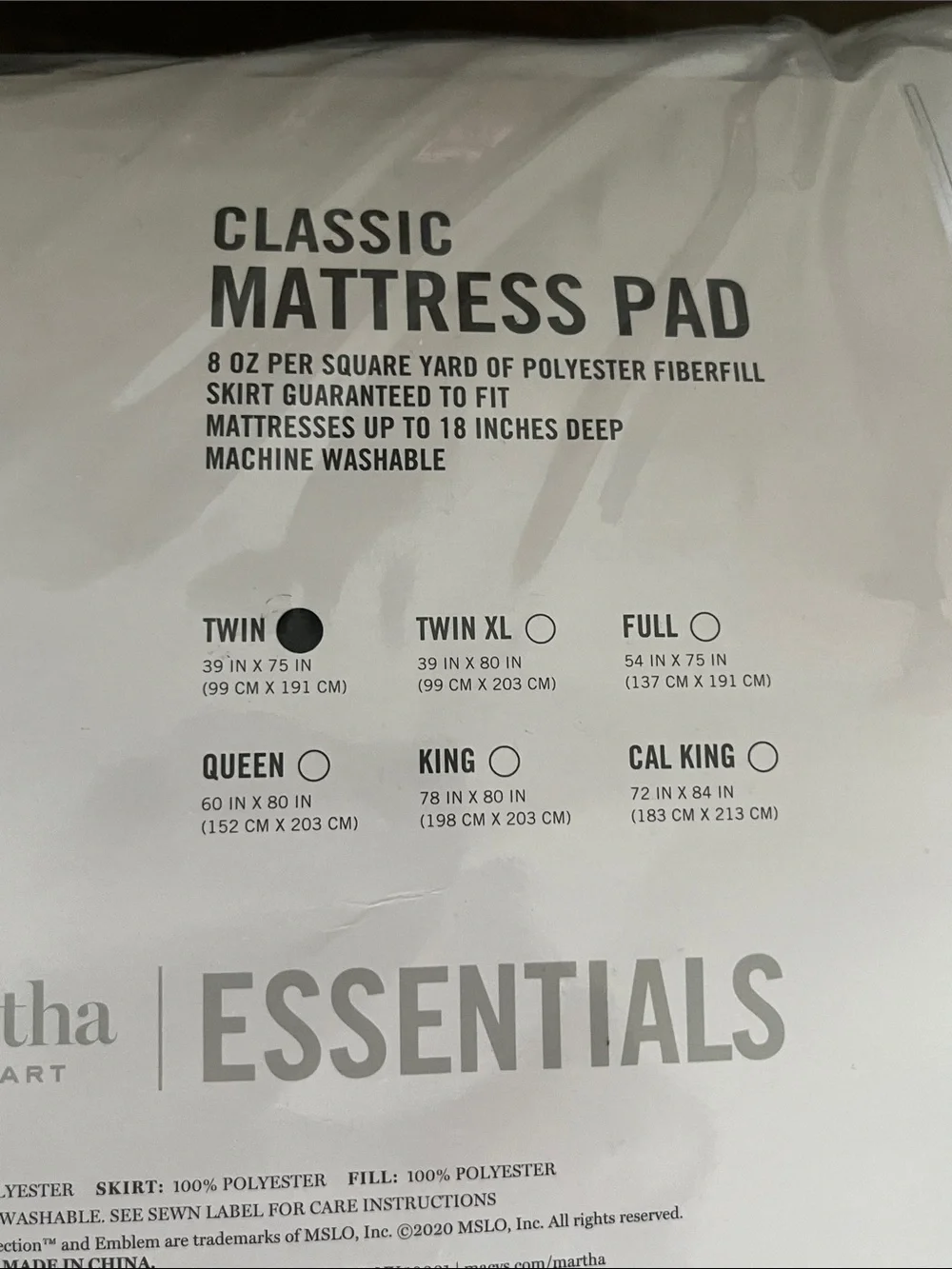 Martha Stewart White Quilted Classic Mattress Pad